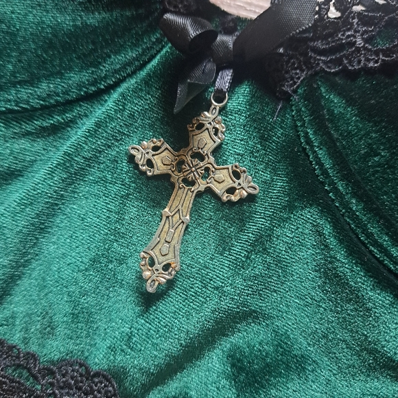 Green Forest Elf Fairy Ivy Velvet Lace Bustier Bodice Bralette Gothic Goth Top - Picture 3 of 4